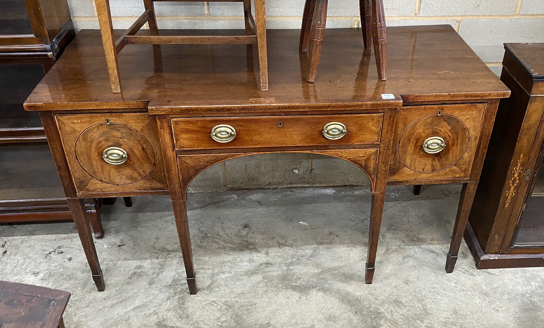 A George III mahogany breakfront sideboard, width 159cm, depth 69cm, height 90cm